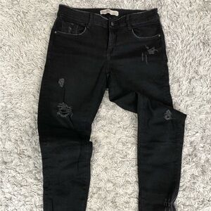Zara Basic Denim Women's Black Jean With Holes Size 4